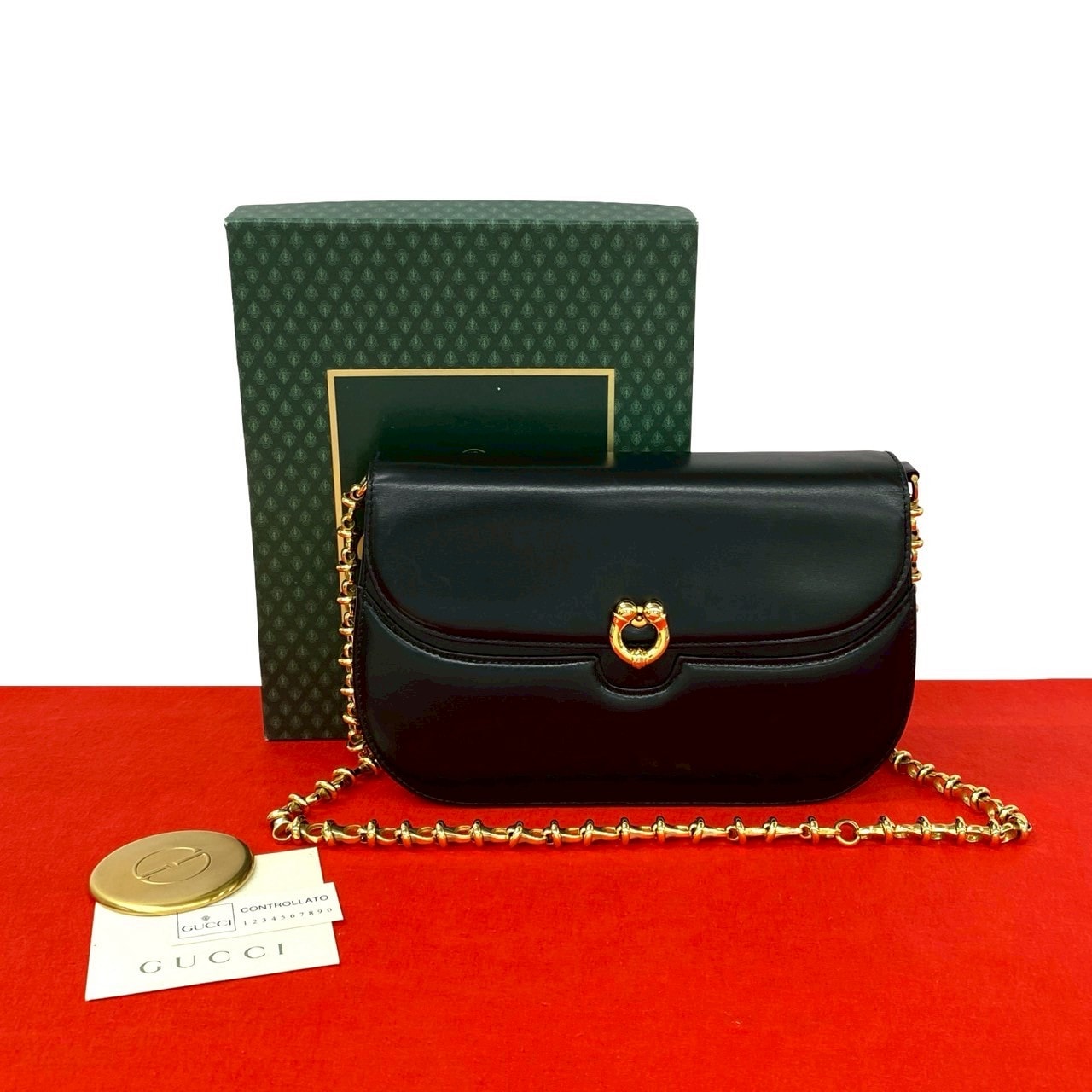 GUCCI グッチ オールドグッチ カーフ ショルダーバッグ ブラック
 86549