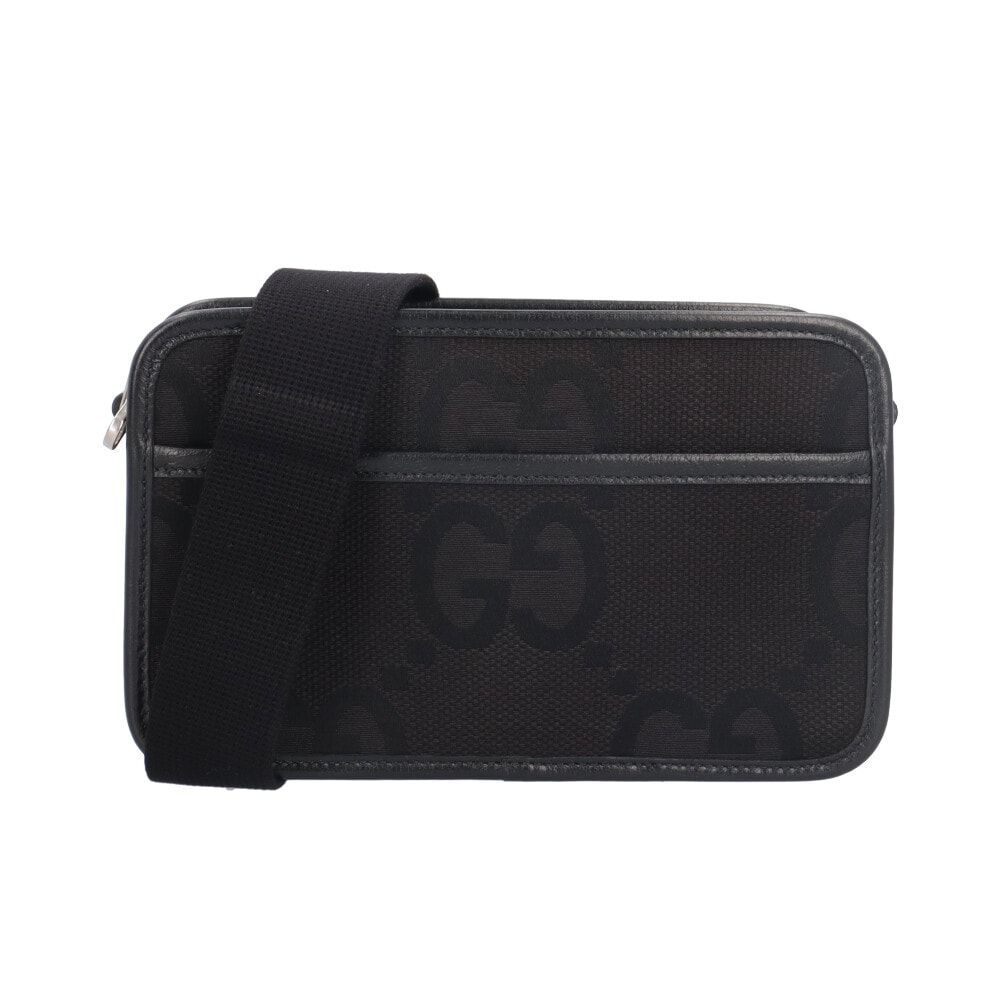 グッチ ジャンボGG ショルダーバッグ GGキャンバス 696075 ブラック レディース GUCCI  中古