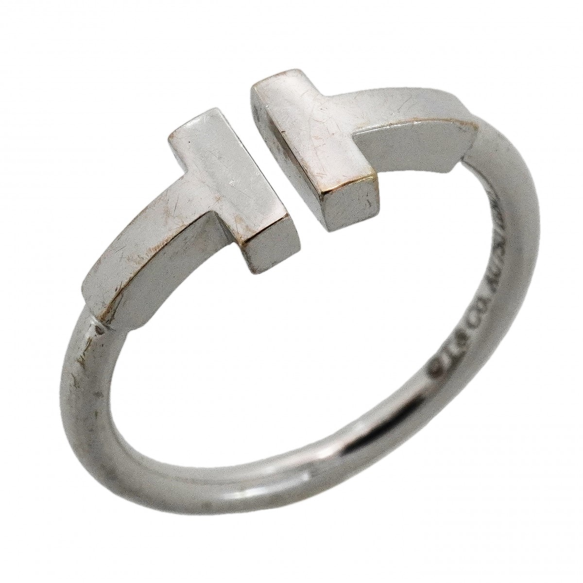 【6jdb0126-k】ティファニー リング Tワイヤー K18WG ホワイトゴールド 9号【中古】レディース