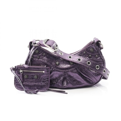 バレンシアガ BALENCIAGA LE CAGOLE XS ル カゴール ショルダーバッグ バッグ レザー レディース パープル系 671309 【中古】