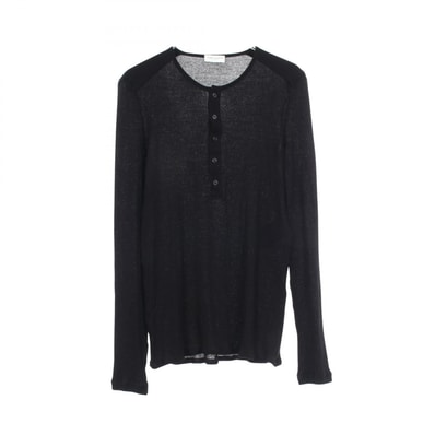 サンローランパリ SAINT LAURENT PARIS ヘンリーネック リブ 長袖 カットソー 衣料品 トップス コットン メンズ ブラック系 551382 【中古】