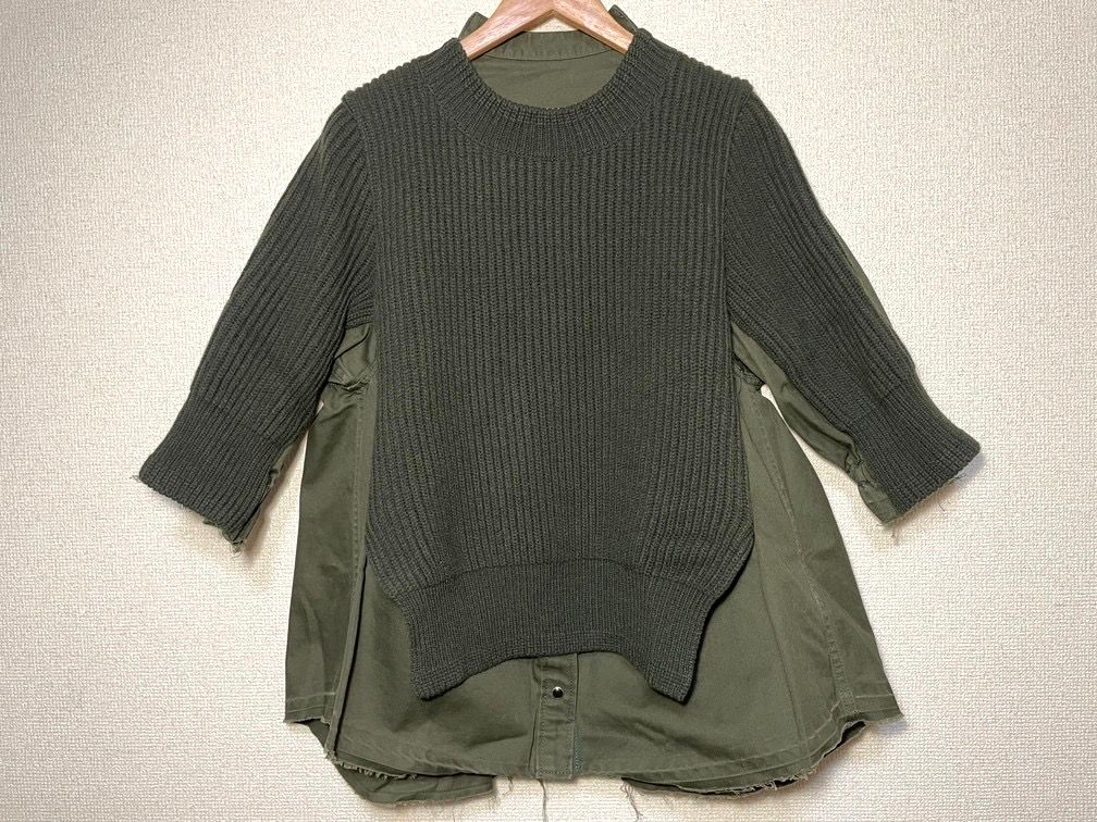 22SSモデル　sacai サカイ　ニットドッキング　シャツ