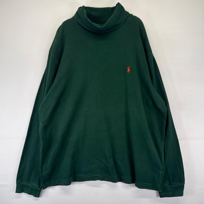 古着 ポロバイラルフローレン Polo by Ralph Lauren 長袖Tシャツ ワンポイント タートルネック 大きいサイズ 2XL グリーン系 メンズ