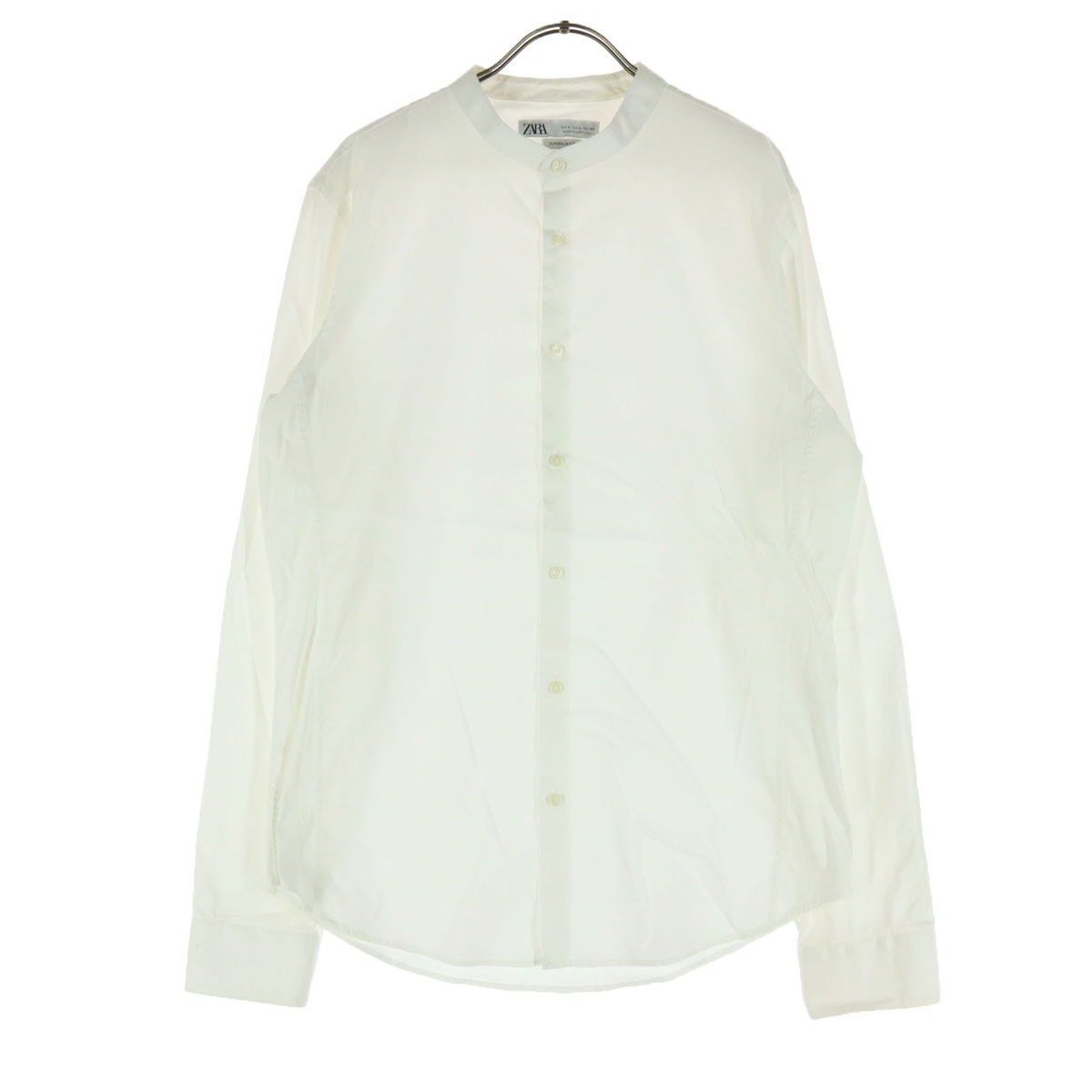 ZARA ザラ 長袖 ノーカラーシャツ L アイボリー