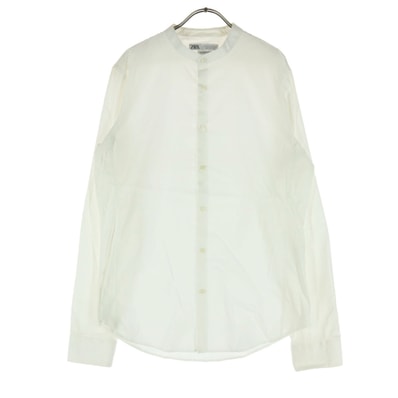 ZARA ザラ 長袖 ノーカラーシャツ L アイボリー