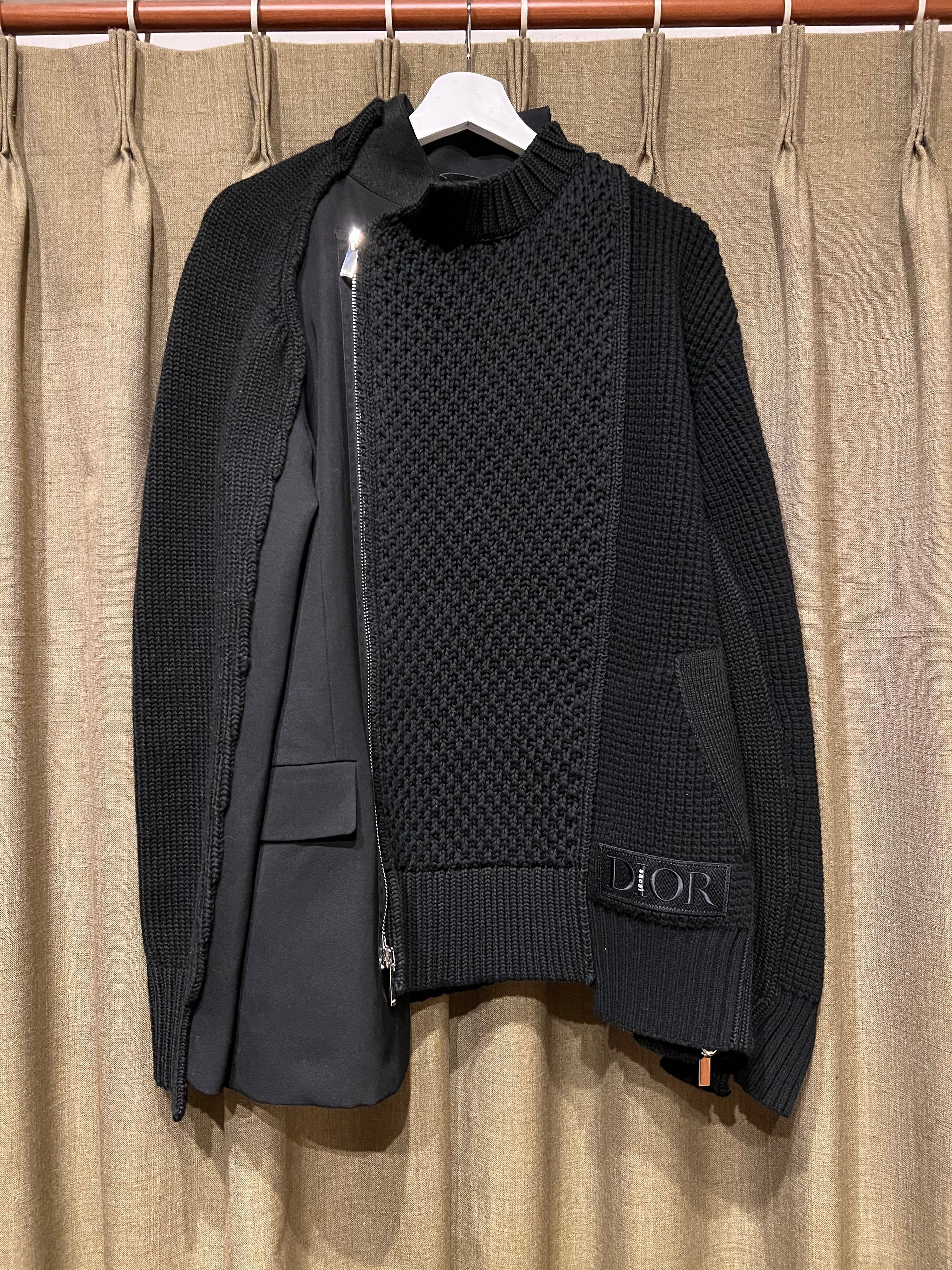 Dior x Sacai Knit Hybrid Jacket Technical Wool Cotton Cashmere "Black"