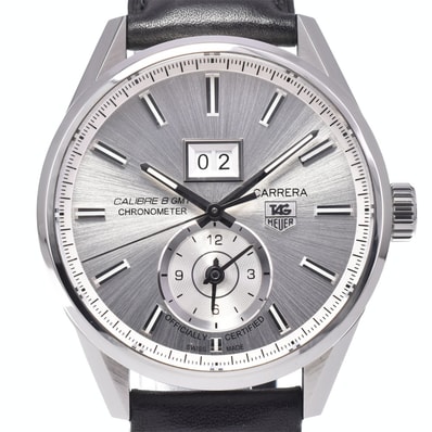 タグホイヤー TAG HEUER WAR5011 カレラ GMT キャリバー8 シルバー 自動巻き メンズ 良品 箱付き 腕時計 O#148617