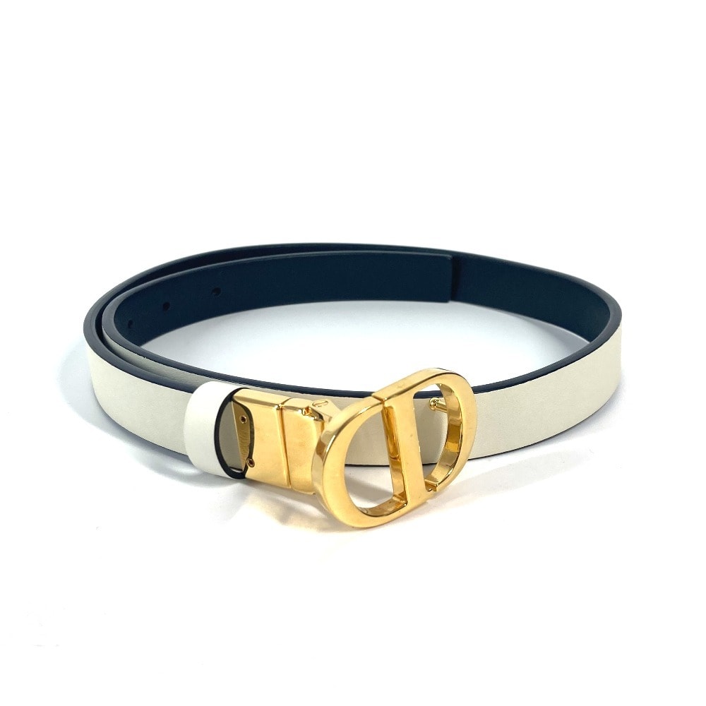 ディオール Dior CDバックル アクセサリー ズボン用ベルト ベルト レザー ホワイト 美品