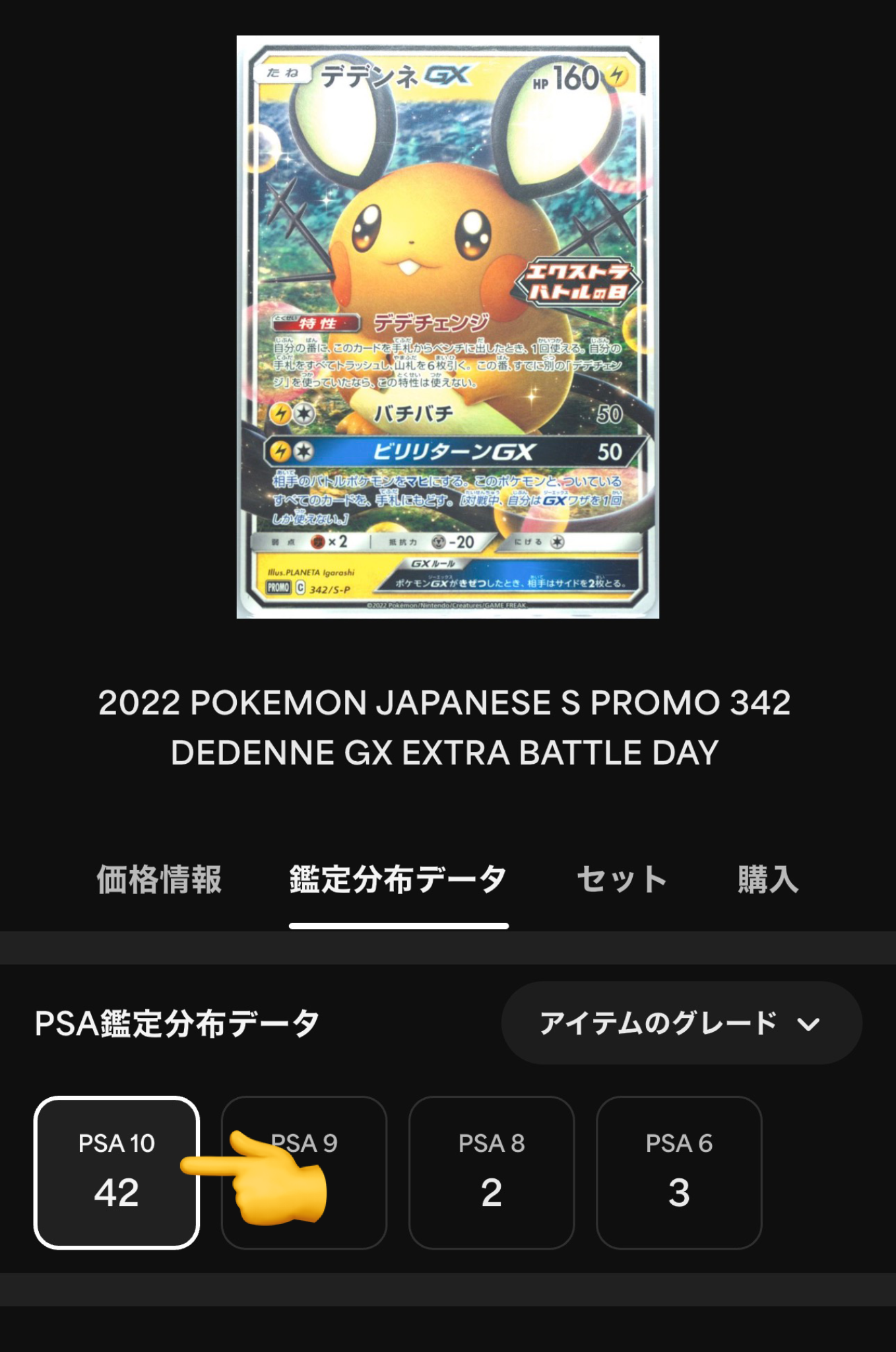 PSA10】デデンネGX エクストラバトルの日: プロモ[PROMO342 S-P PSA10】デデンネGX エクストラバトルの日: プロモ[PROMO342 S-P