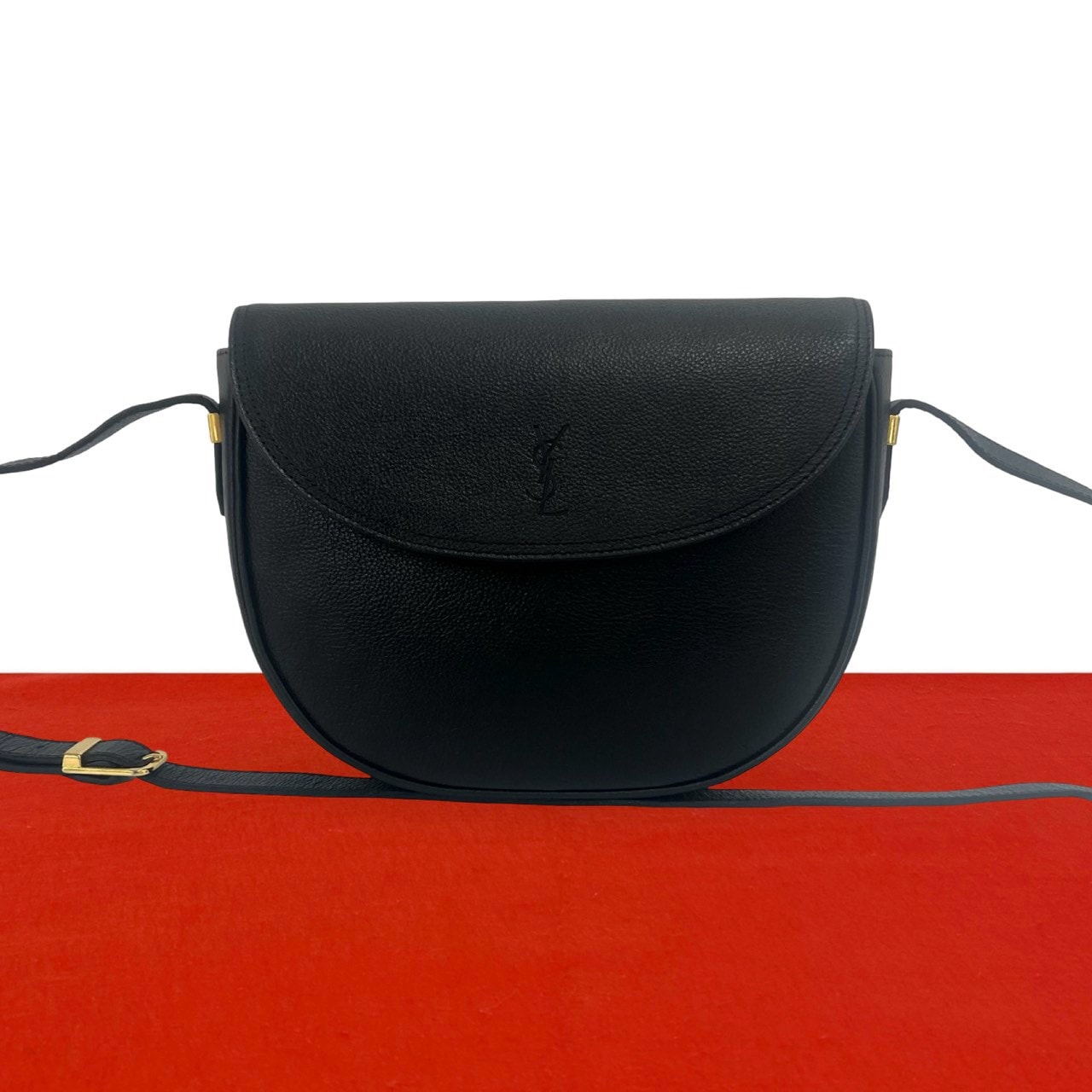 YVES SAINT LAURENT イヴ・サンローラン YSL ロゴ レザー ショルダーバッグ ブラック
33037