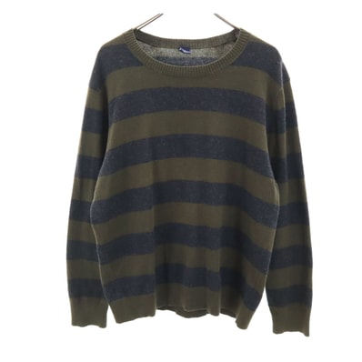 GAP ギャップ ボーダー柄 長袖 セーター XL カーキ