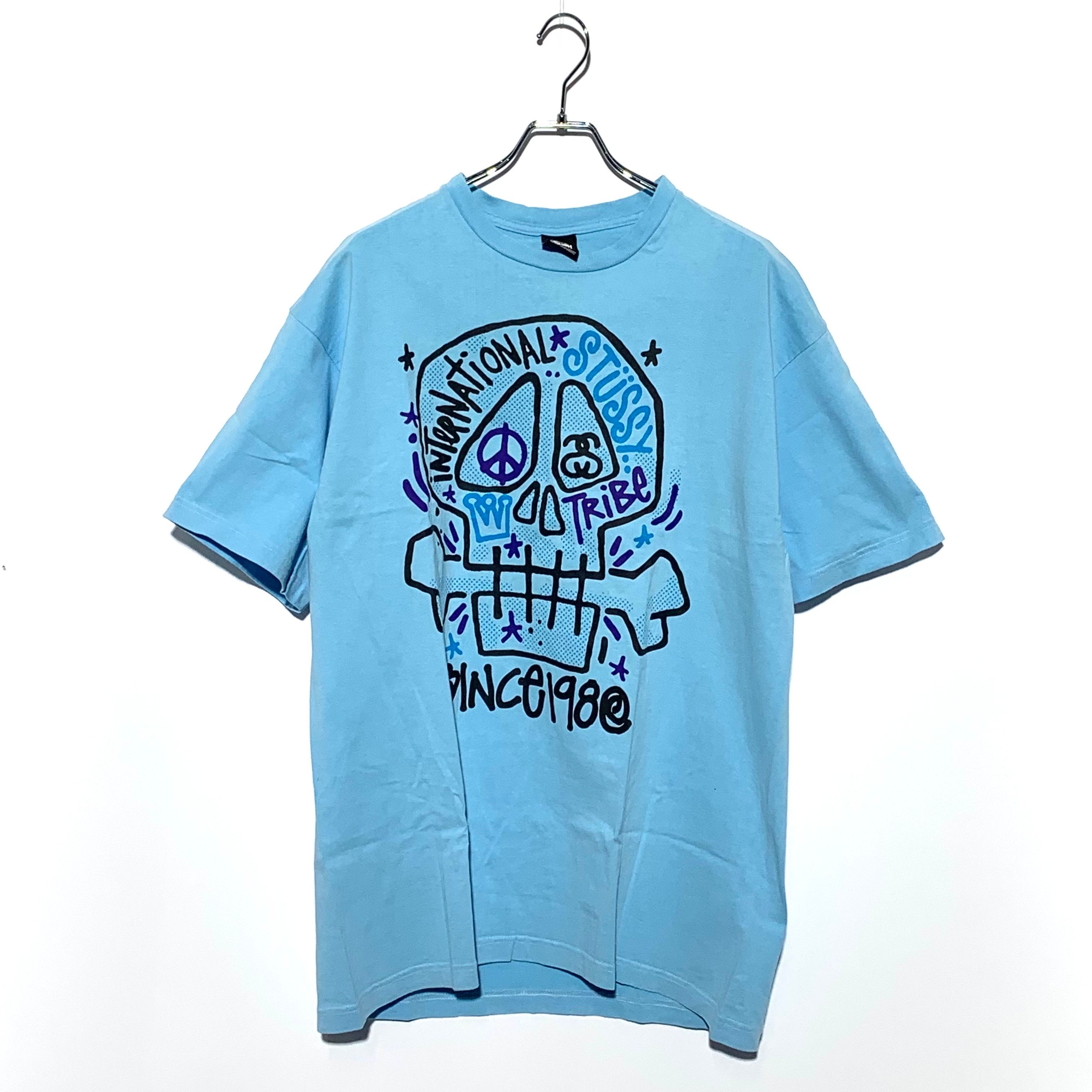 STUSSY SKULL PRINT TEE Light Blue