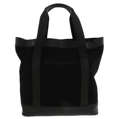 BALENCIAGA バレンシアガ ネイビー トート トートバッグ 374767 キャンバス ブラック レディース【中古】