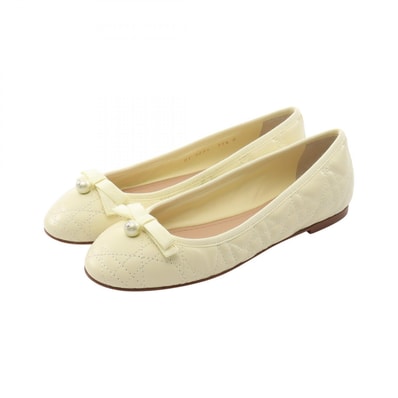 ディオール Dior DIORバレリーナ カナージュ パンプス 靴 レザー レディース イエロー系 【中古】