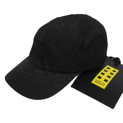 MONCLER モンクレール キャップ I209S3B00003 x adidas baseball ロゴ 総柄 ベースボールキャップ ブラック系 UNI【極上美品】【中古】