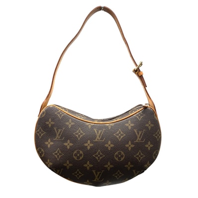 LOUIS VUITTON 美品 ルイヴィトン ポシェット クロワッサン モノグラム ハンドバッグ M51510 PVC レザー MI0013 ブラウン ベージュ ワンショルダー セミショルダー ポシェット Y2K LV ABランク 中古 鑑定済