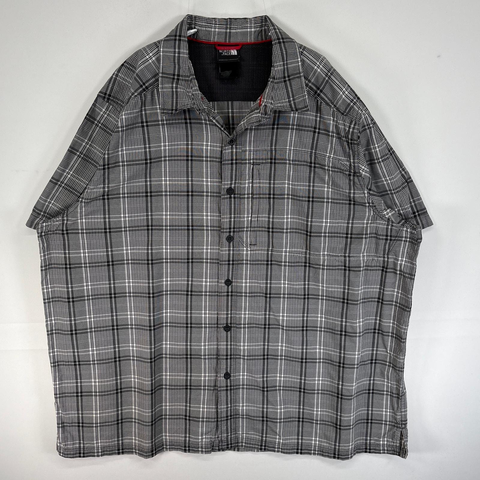 古着 ザ・ノースフェイス THE NORTH FACE 半袖シャツ 大きいサイズ アウトドア 胸ポケ 14041  グレー系 チェック メンズ