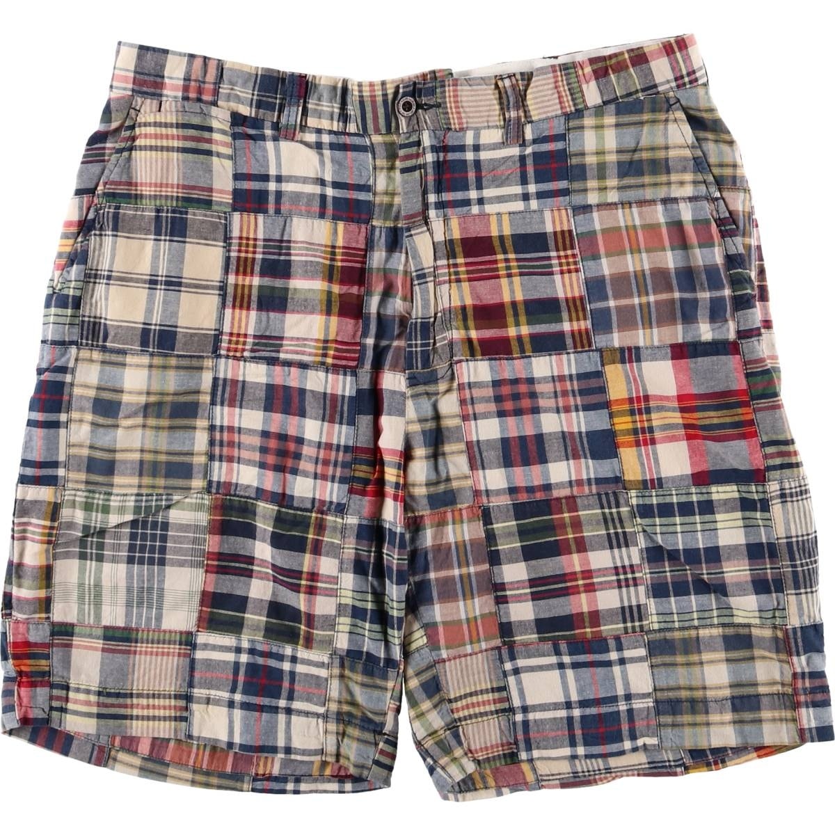 古着 ラルフローレン Ralph Lauren POLO by Ralph Lauren チェック柄 パッチワーク コットンショーツ ショートパンツ メンズw36相当/eaa574582