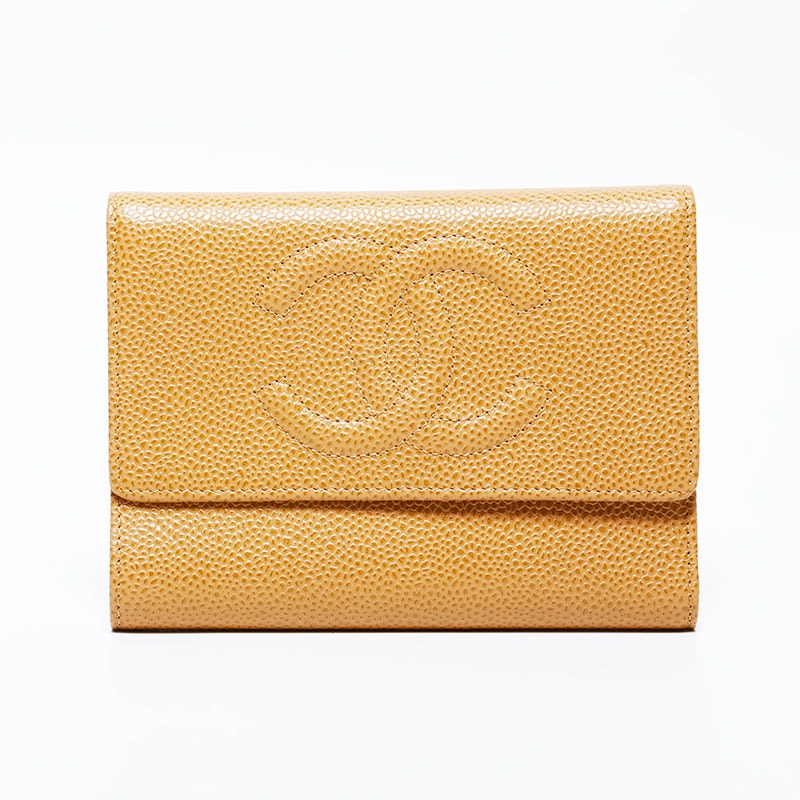 シャネル CHANEL 8番台 ココマーク 2003-2004 キャビア 三つ折り財布【中古】