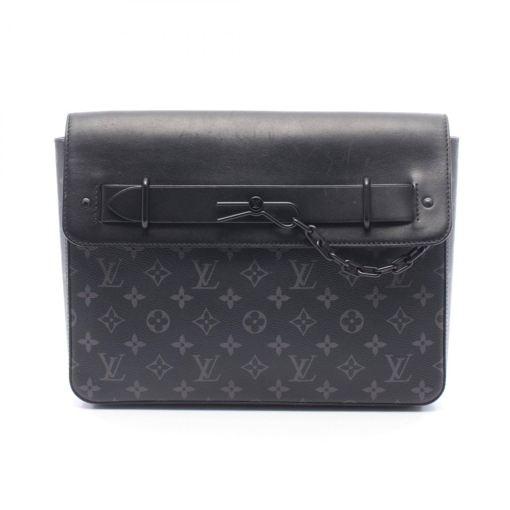 ルイ・ヴィトン LOUIS VUITTON ポシェットスティーマー セカンドバッグ クラッチバッグ バッグ PVCコーティングキャンバス レザー モノグラム・エクリプス ノワール メンズ ブラック系 M80107 【中古】