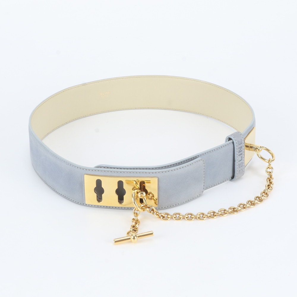 極美品◎セリーヌ　マンテル　チェーンベルト　ゴールド金具　ターンロック　レザー B (目立った傷や汚れなし)】□美品 セリーヌ マンテル チェーンベルト