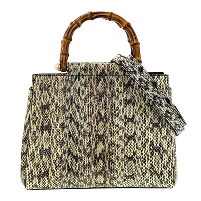 GUCCI グッチ ニムフェア パイソン 2WAY ハンドバッグ 453767 グレー レディース【中古】