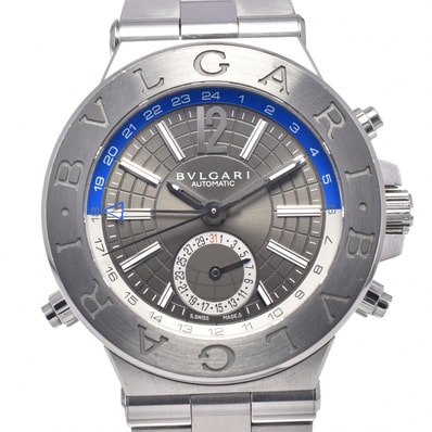 ブルガリ BVLGARI DG40SGMT ディアゴノ GMT デイト グレー 自動巻き メンズ 良品 腕時計 L#148155