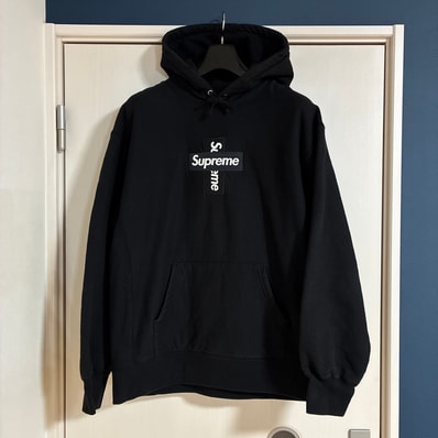 Supreme Cross Box Logo Hooded Sweatshirt "Black"