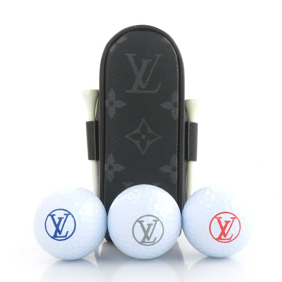ルイ ヴィトン LOUIS VUITTON  ゴルフボール ゴルフボールケース モノグラムエクリプス セット ゴルフ アンドリュース PVC ブラックグレー/ホワイト メンズ【中古】 e61944i