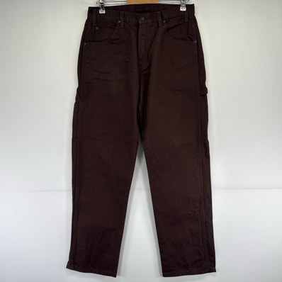 古着 ディッキーズ Dickies ダック パンツ ペインター ワークパンツ ワンポイントロゴ w33×L32 ブラウン系 メンズ