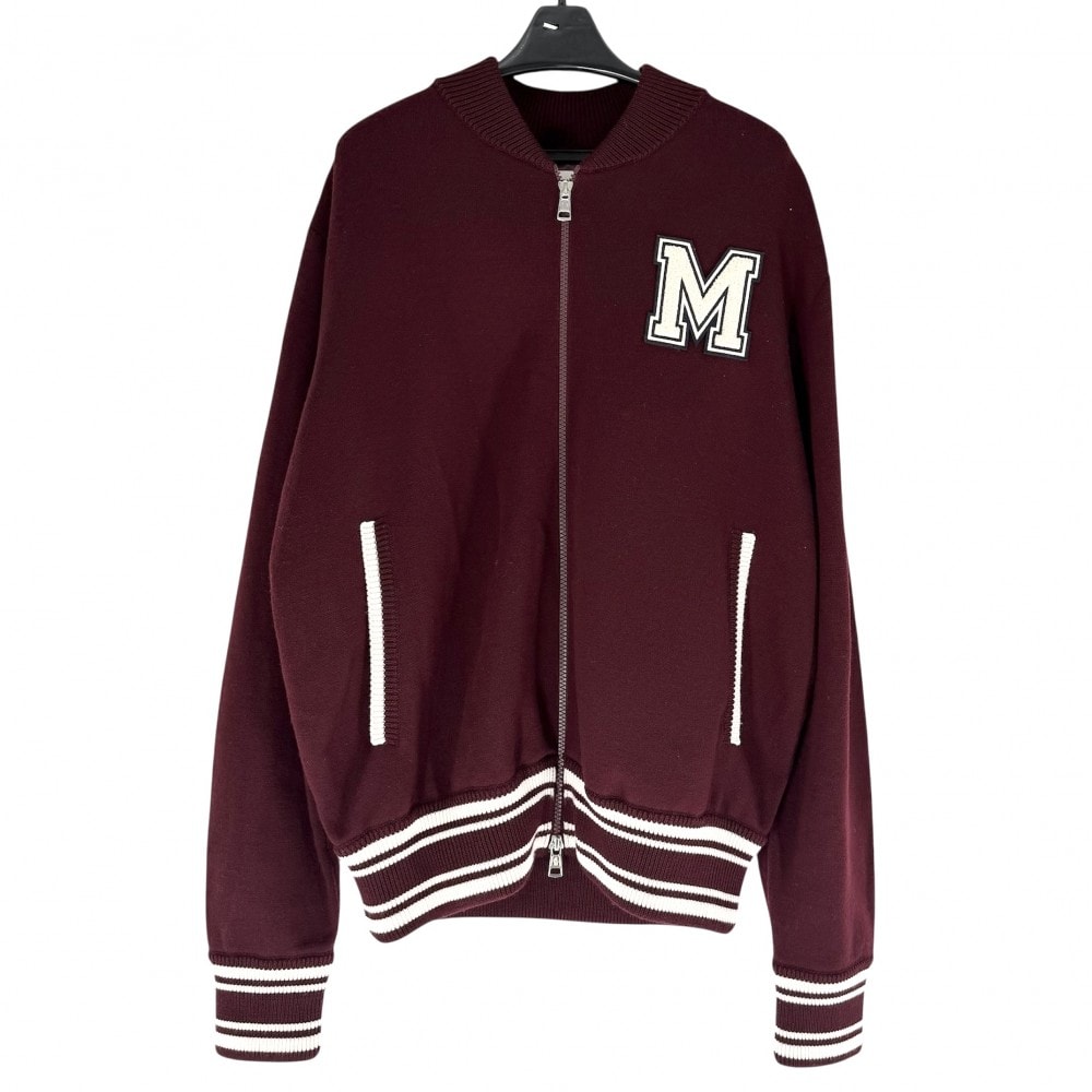 MONCLER モンクレール ブルゾン ダウン CARDIGAN TRICOT ナイロンジャケット アウター ニット切り替え M ボルドー シルバー金具 ウール  ナイロン  ポリウレタン  ナイロン（背面） メンズ 冬 美品【中古品】