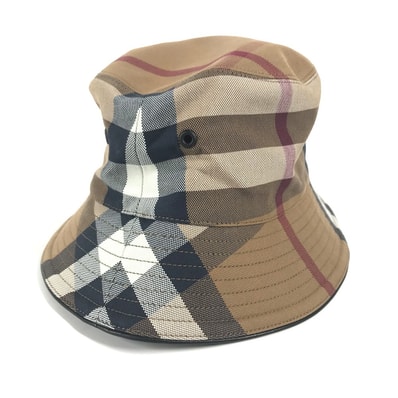 バーバリー BURBERRY チェック 8052981 ハット帽 帽子 バケットハット ボブハット ハット コットン ベージュ 未使用
