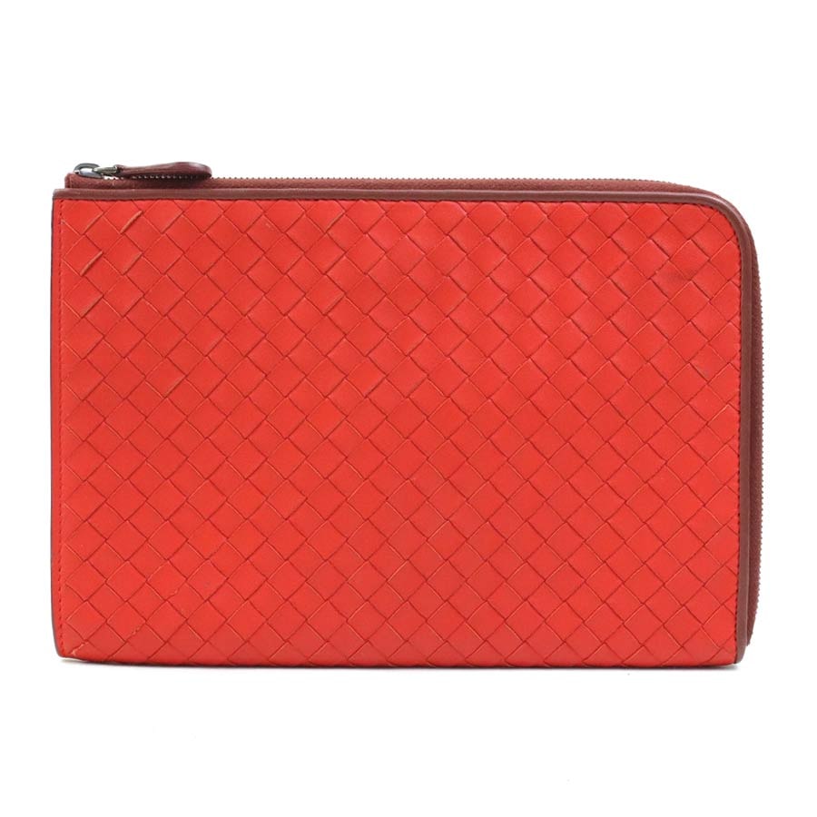 ボッテガヴェネタ BOTTEGAVENETA クラッチバッグ イントレチャート レザー レッド メンズ【中古】 e62042a