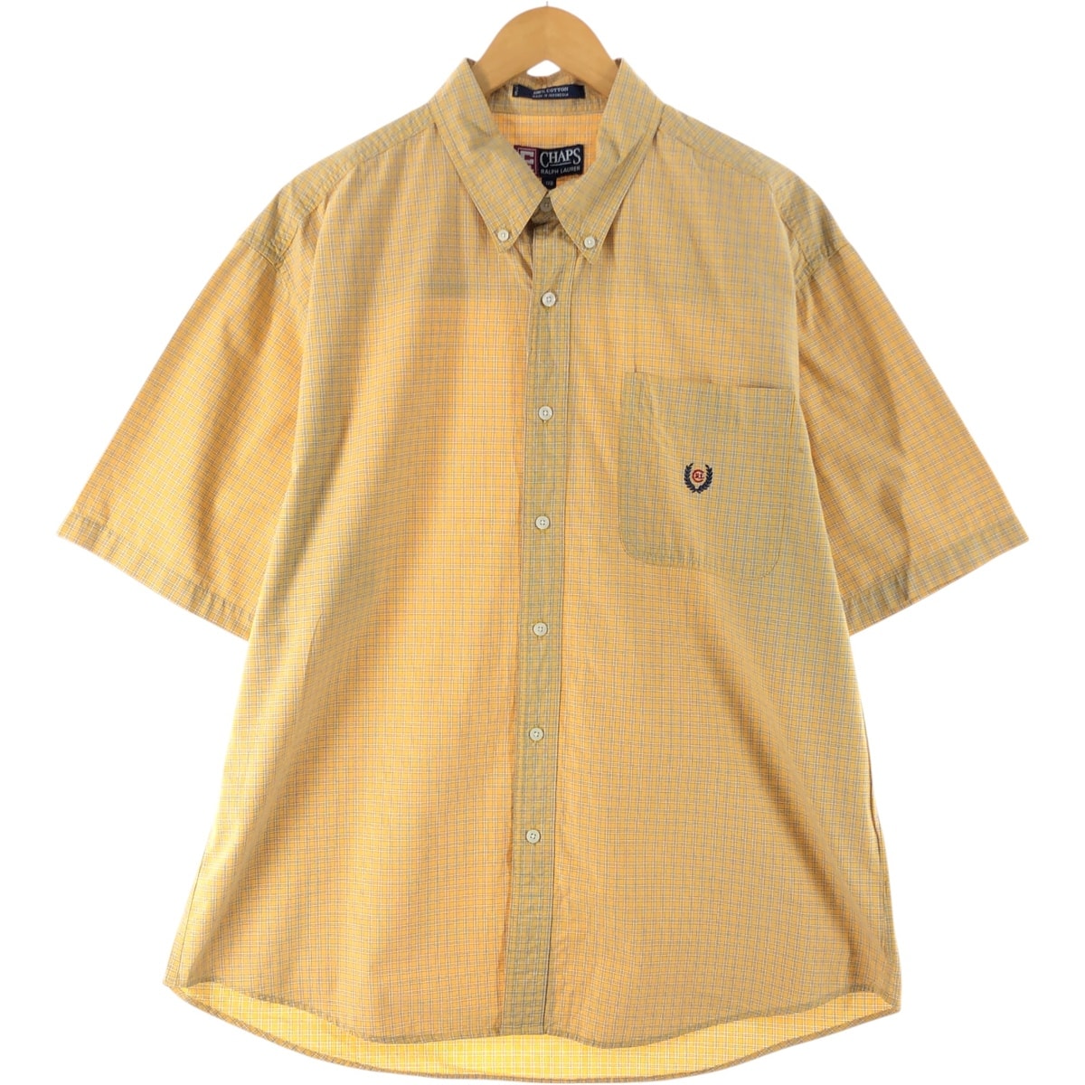 古着 90年代 ラルフローレン Ralph Lauren CHAPS チャップス 半袖 ボタンダウン チェックシャツ メンズXL相当 ヴィンテージ/eaa537284