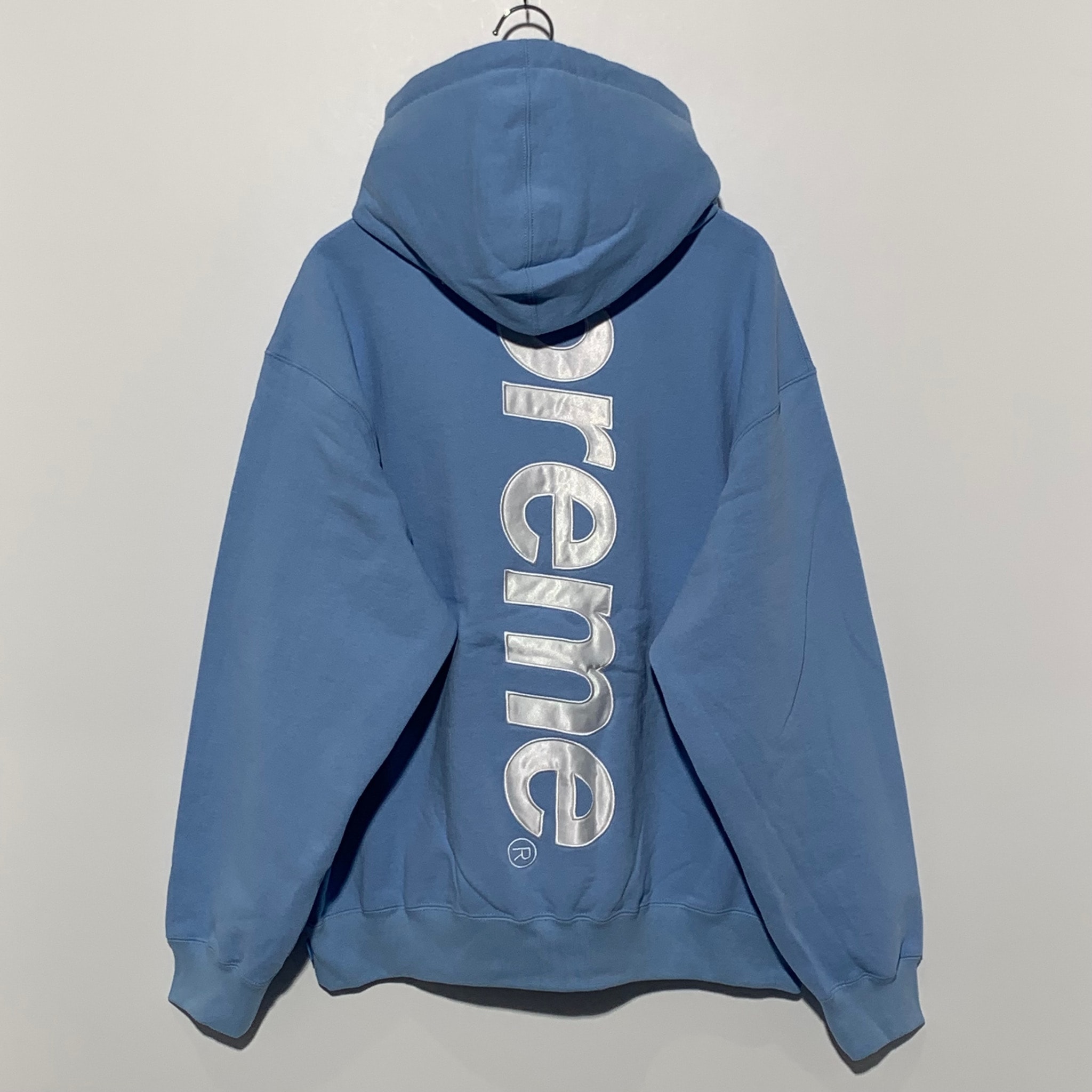 Supreme Satin Applique Hooded Sweatshirt "Light Blue" (24FW)