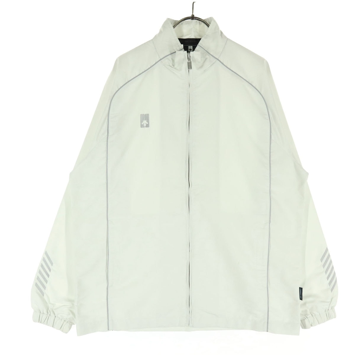 美品 DESCENTE デサント ロゴプリント 長袖 ジップアップ ウインドブレーカー L ホワイト