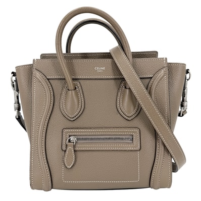 CELINE セリーヌ 2WAY ラゲージ ナノ ハンドバッグ ショルダーバッグ 肩掛け 斜め掛け レザー ブラウン 茶 シルバー金具 レディース【中古品】