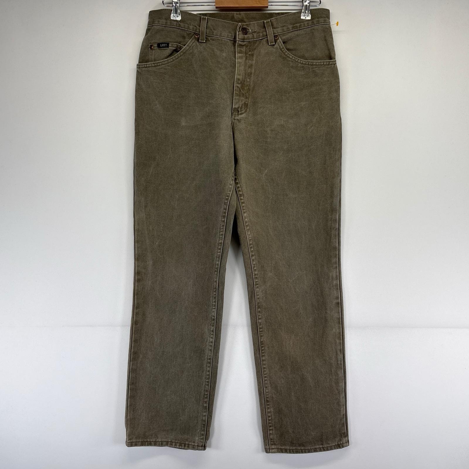 古着 リー Lee デニム パンツ デニムパンツ ジップフライ ストレート w34×L30  ブラウン系 メンズ