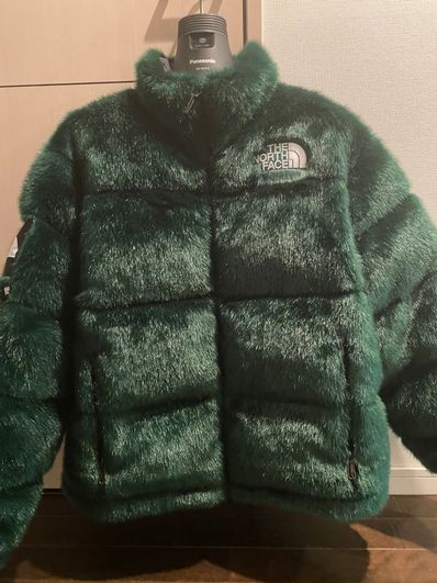 Supreme x The North Face Faux Fur Nuptse Jacket "Green"