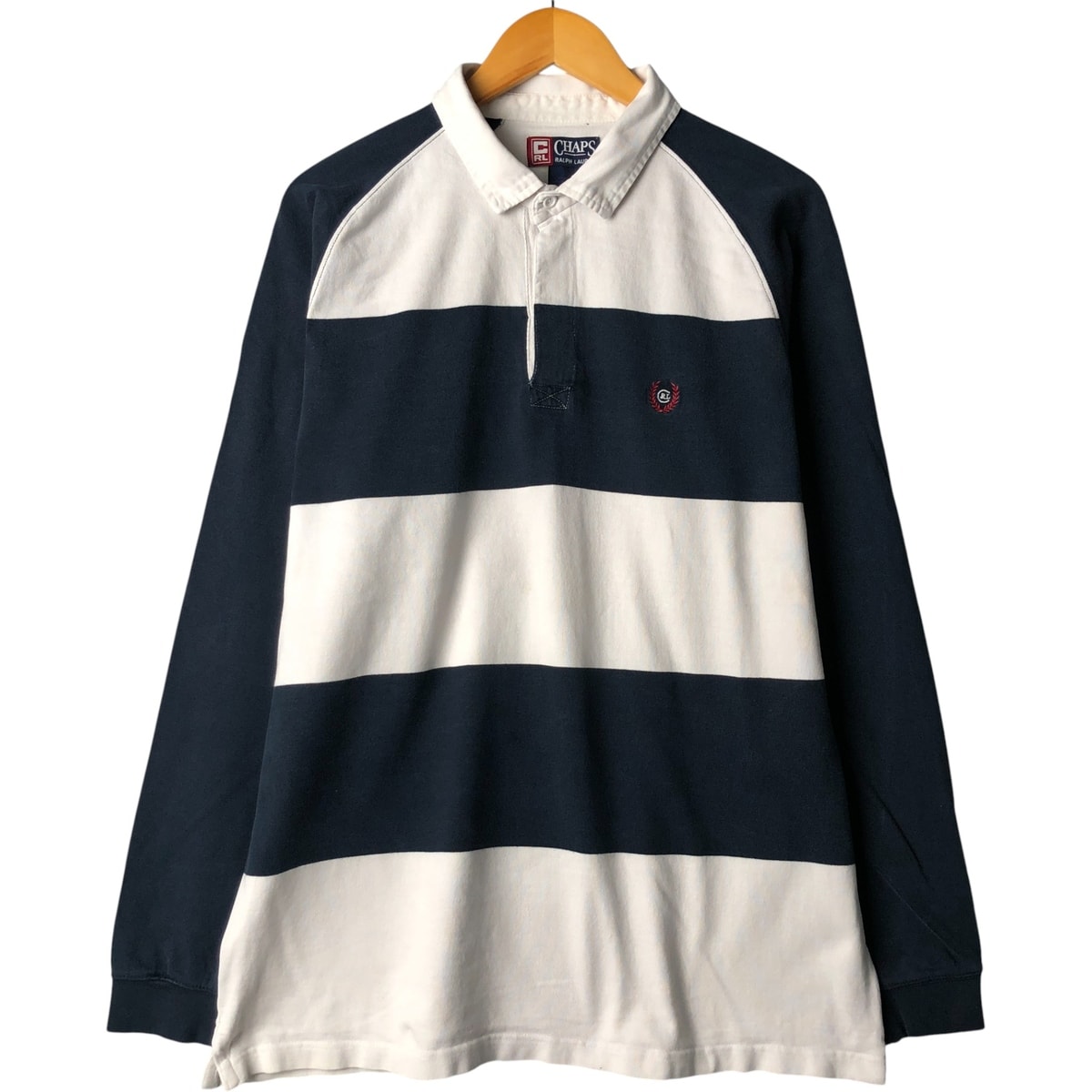 古着 ラルフローレン Ralph Lauren CHAPS チャップス ボーダー柄 長袖 ラガーシャツ メンズXL相当/eaa592517