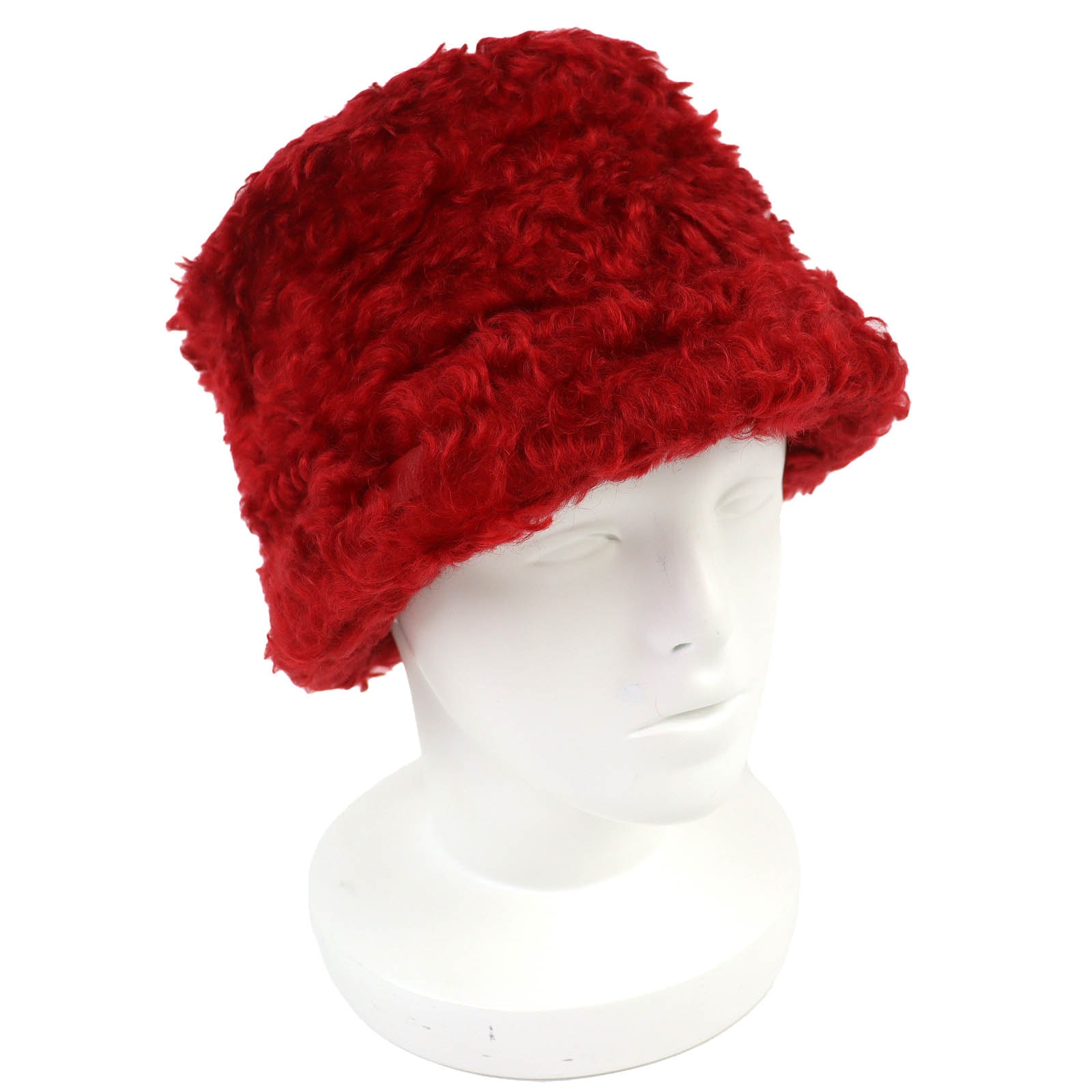 極美品 ミュウミュウ ロゴレザーワッペン モヘヤブレンド バケットハット S