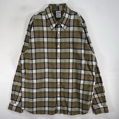 古着 ブルックスブラザーズ Brooks Brothers 長袖シャツ チェック REGENT FIT 胸ポケ L グリーン系 マルチカラー メンズ