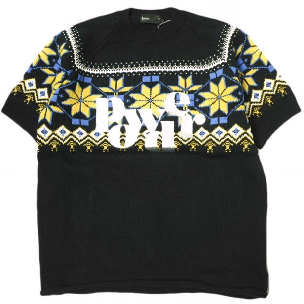 新品 kolor カラー 24SS 日本製 ノルディック柄ショートスリーブニット 24SCM-N02302 5 BLACK セーター 定価69,300円 半袖 Tシャツ トップス g22133