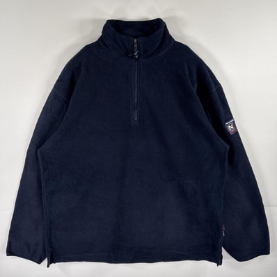 古着 90's/90年代 ノーティカ NAUTICA USA製 フリーストレーナー ハーフジップ 袖ロゴ 大きいサイズ リフレクター XL ネイビー メンズ