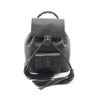 グッチ GUCCI バンブー タッセル リュックサック バックパック バッグ レザー レディース ブラック系 387149 【中古】