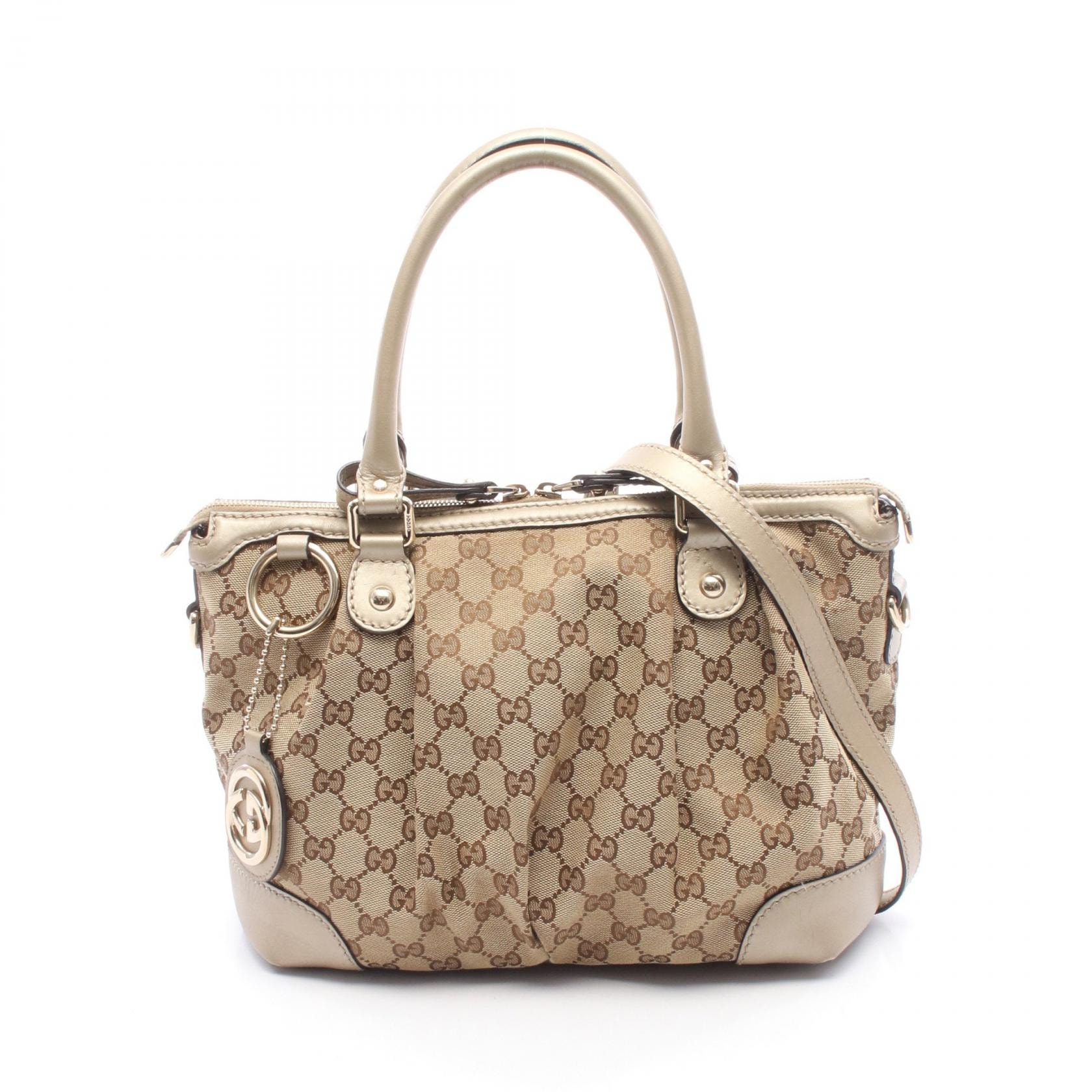 グッチ GUCCI スーキー GGキャンバス 2WAY ハンドバッグ バッグ キャンバス レザー レディース ベージュ系 / ブラウン系 / ゴールド系 247902 【中古】