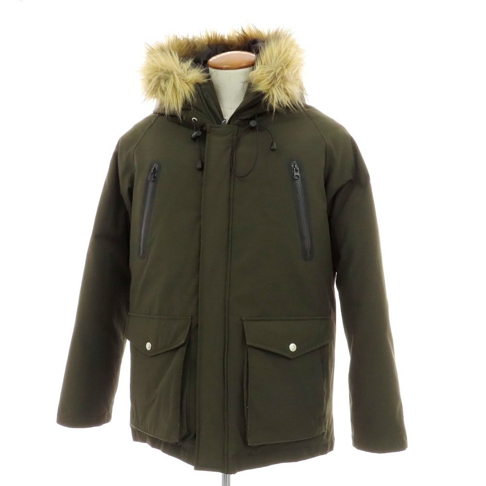 【中古】ショット schott ポリエステルコットン ファー ダウンジャケット オリーブ【サイズM】【メンズ】