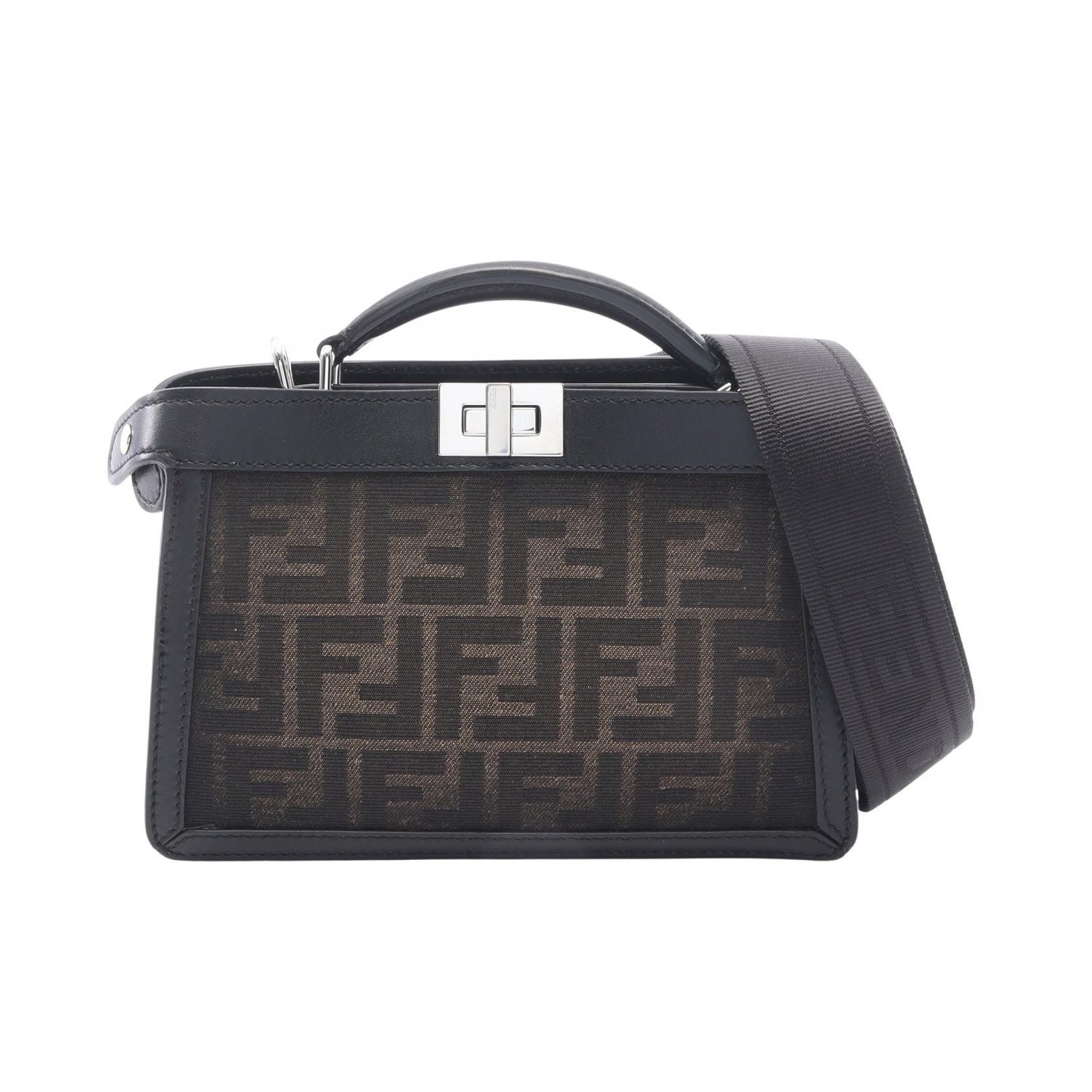 フェンディ FENDI ピーカブー ISeeU アイシーユー エックスクロス ズッカ 2WAY ハンドバッグ バッグ キャンバス レザー レディース ブラック系 / ブラウン系 7VA582 【中古】