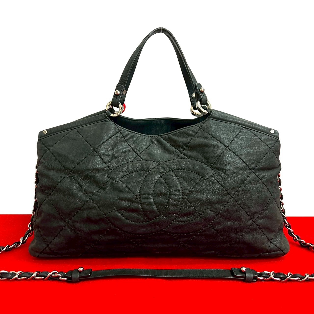 CHANEL シャネル マトラッセ ココマーク レザー ショルダーバッグ ブラック
 32094