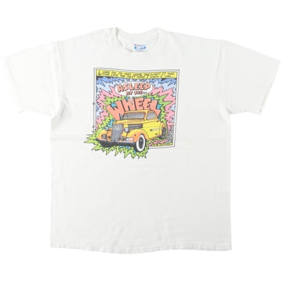 古着 80年代 ヘインズ Hanes BEEFY-T 青タグ ASLEEP AT THE WHEEL アスリープ アット ザ ホイール バンドTシャツ バンT USA製 メンズXL相当 ヴィンテージ/eaa644551